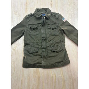 Polo Ralph Lauren Green Military Jacket Coat USA Flag Patch Child Size S 6